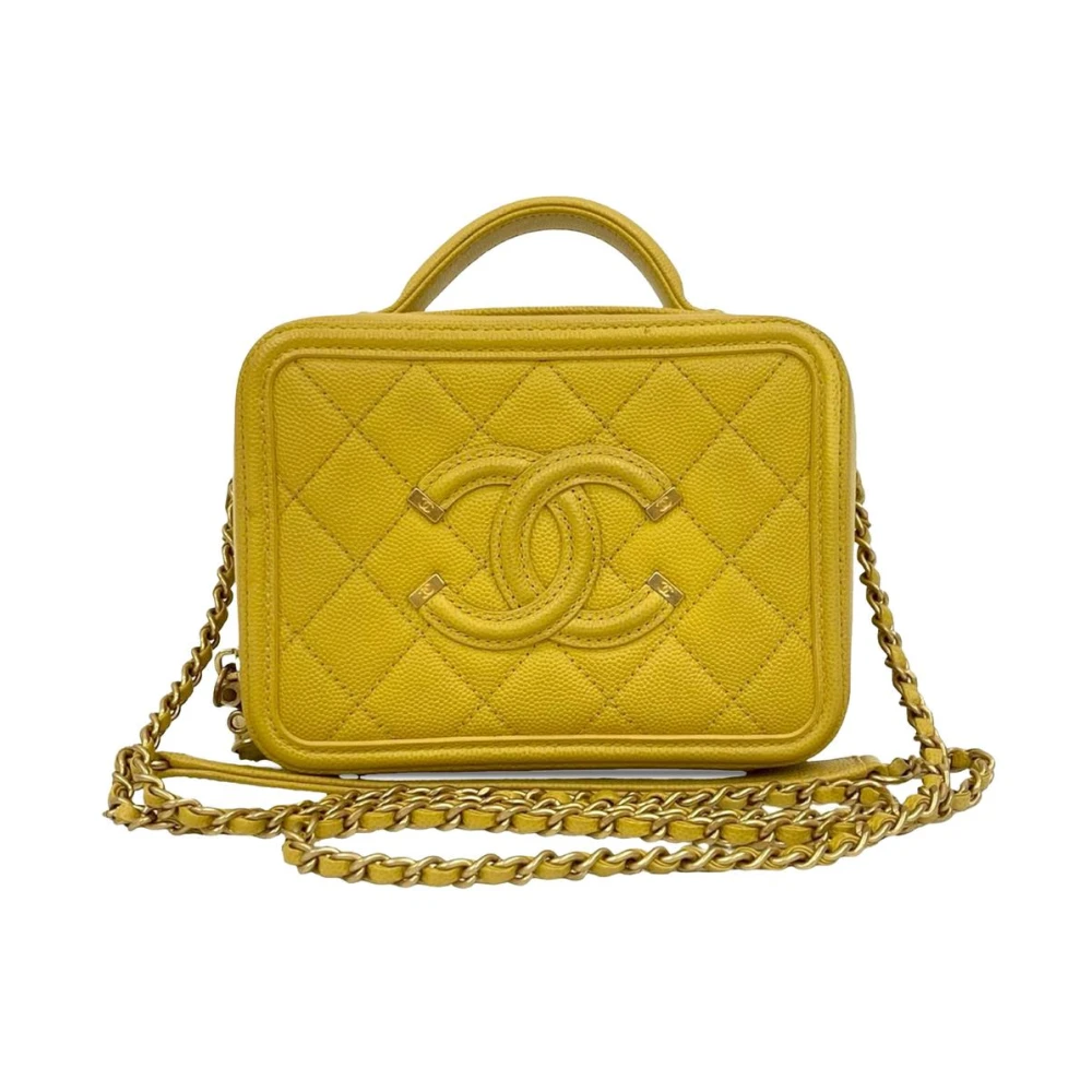 Chanel Vintage Women's Yellow Pre-Owned Top Handle Shoulder Bag