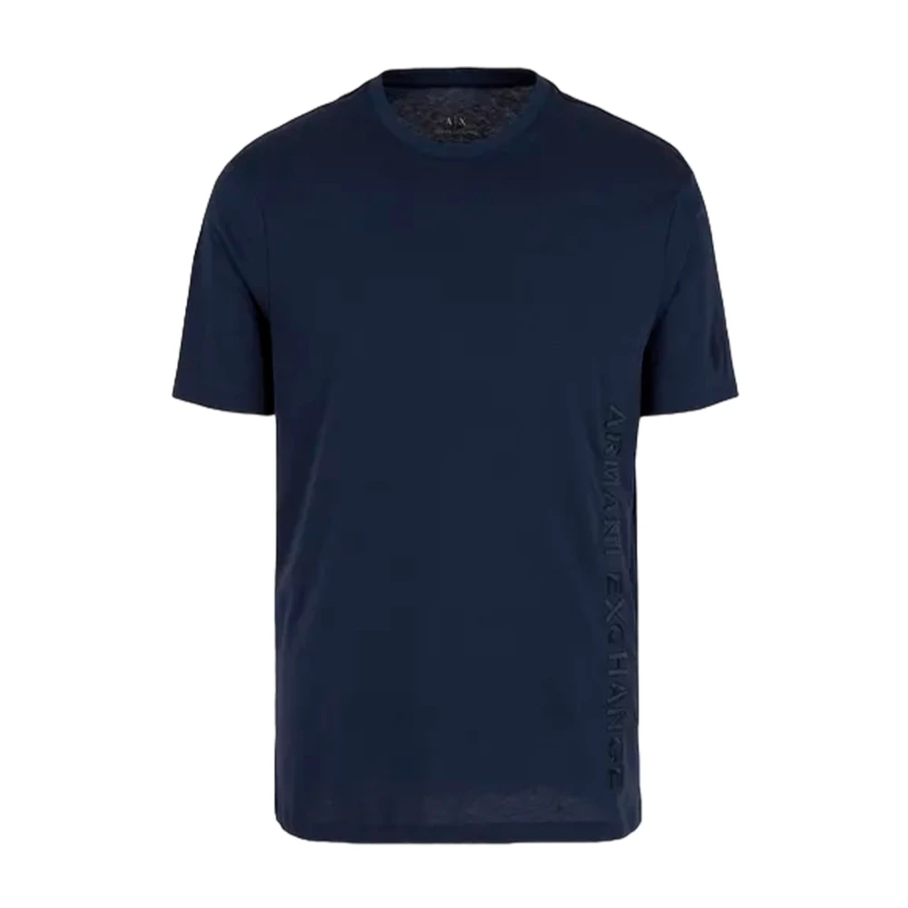 Armani Exchange Verticaal Logo T-shirt Blue Heren