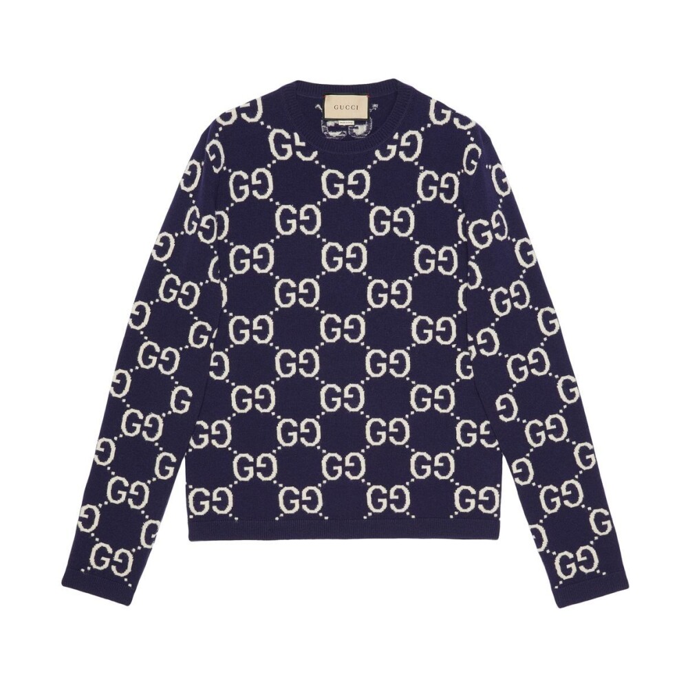 Blauwe GG Monogram Wollen Trui Gucci Dames Miinto.be