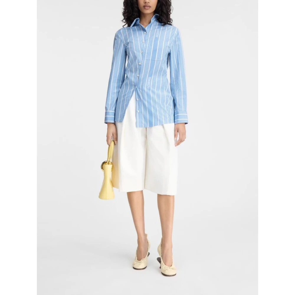 Jacquemus Asymmetrisch Overhemd met Parelknopen Blue Dames