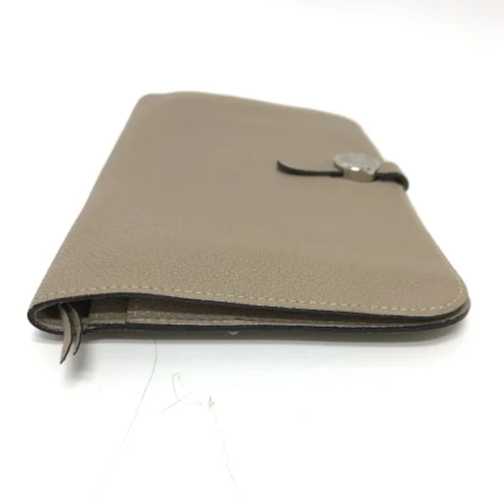 Hermès Vintage Pre-owned Leather wallets Beige Dames