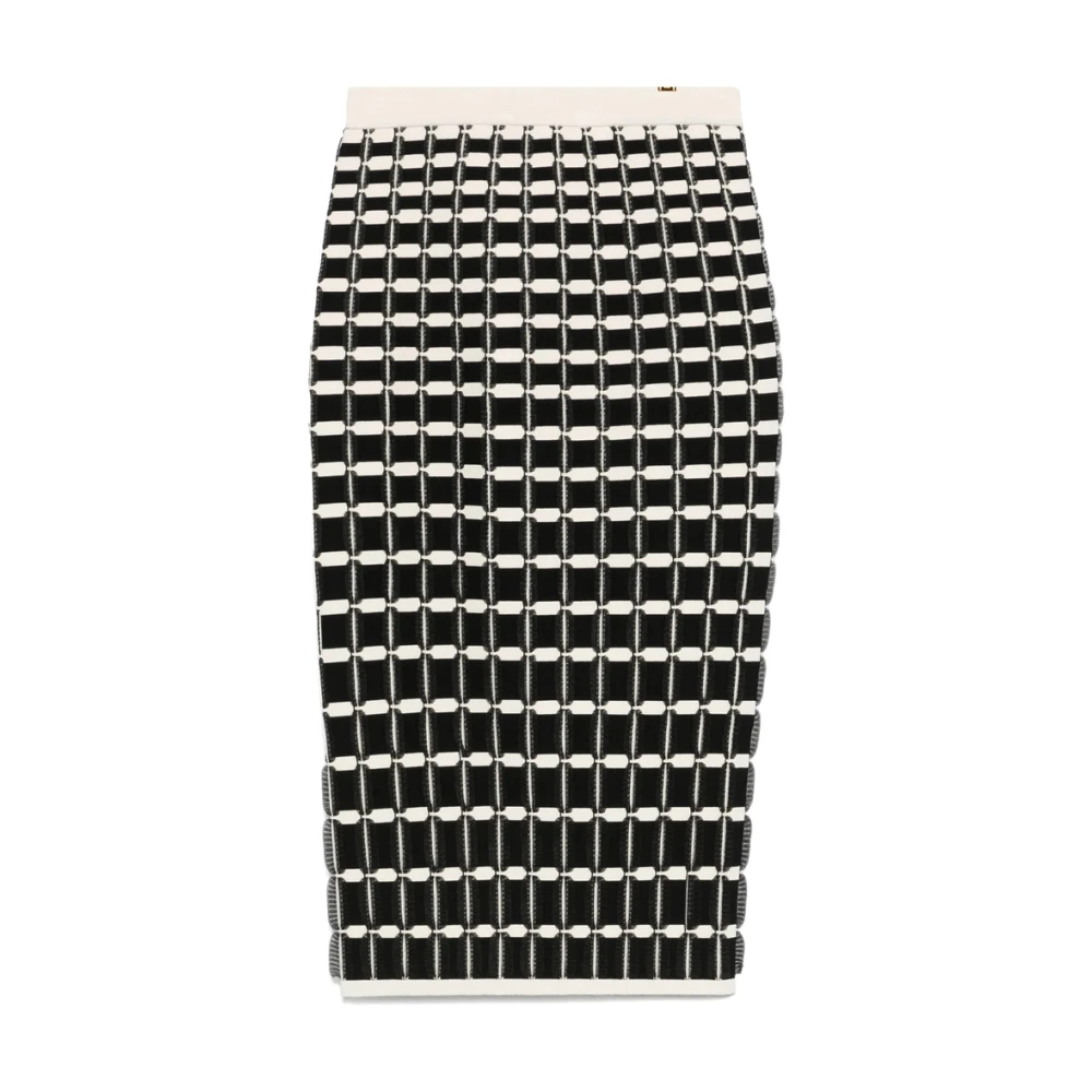 Elisabetta Franchi Gestreepte elastische taille potloodrok Black Dames