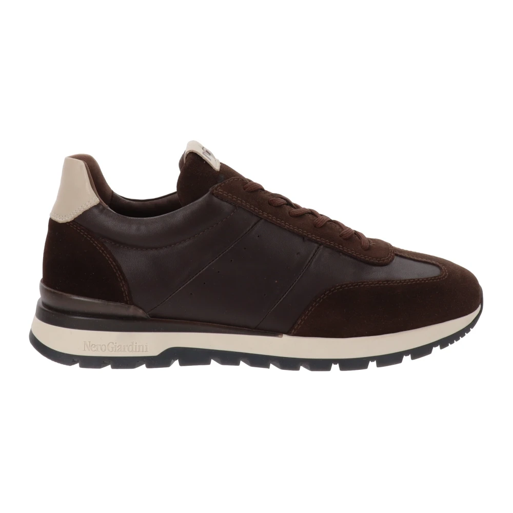 Nerogiardini Leren Heren Sneakers Stijlvol Comfortabel Heren Schoenen Bruin