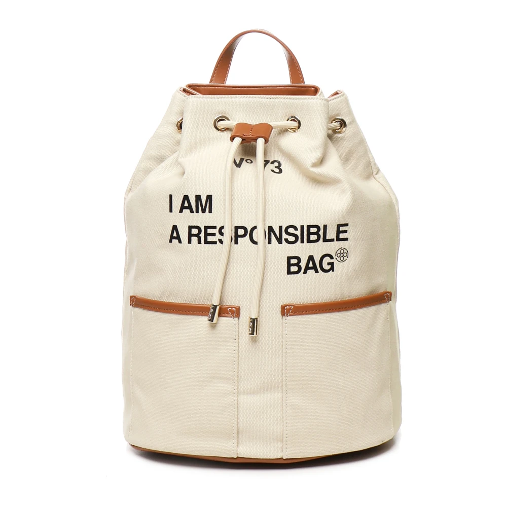 V73 Canvas rugzak met trekkoordsluiting Beige Dames