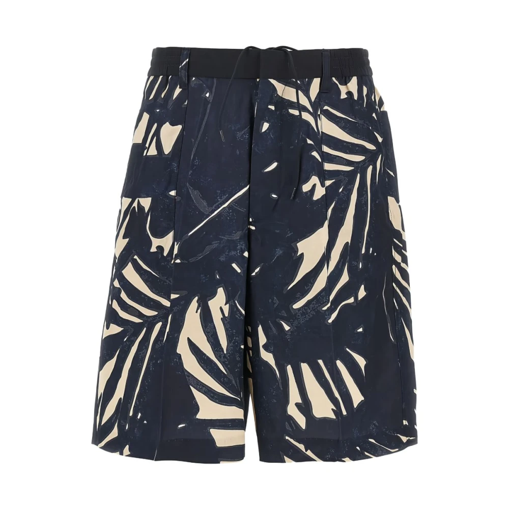 Emporio Armani Mannelijk Multicolor Korte Broeken Heren, Veelkleurig, L, Linnen, Bermuda Shorts Van Linnenmix Met Overal Print