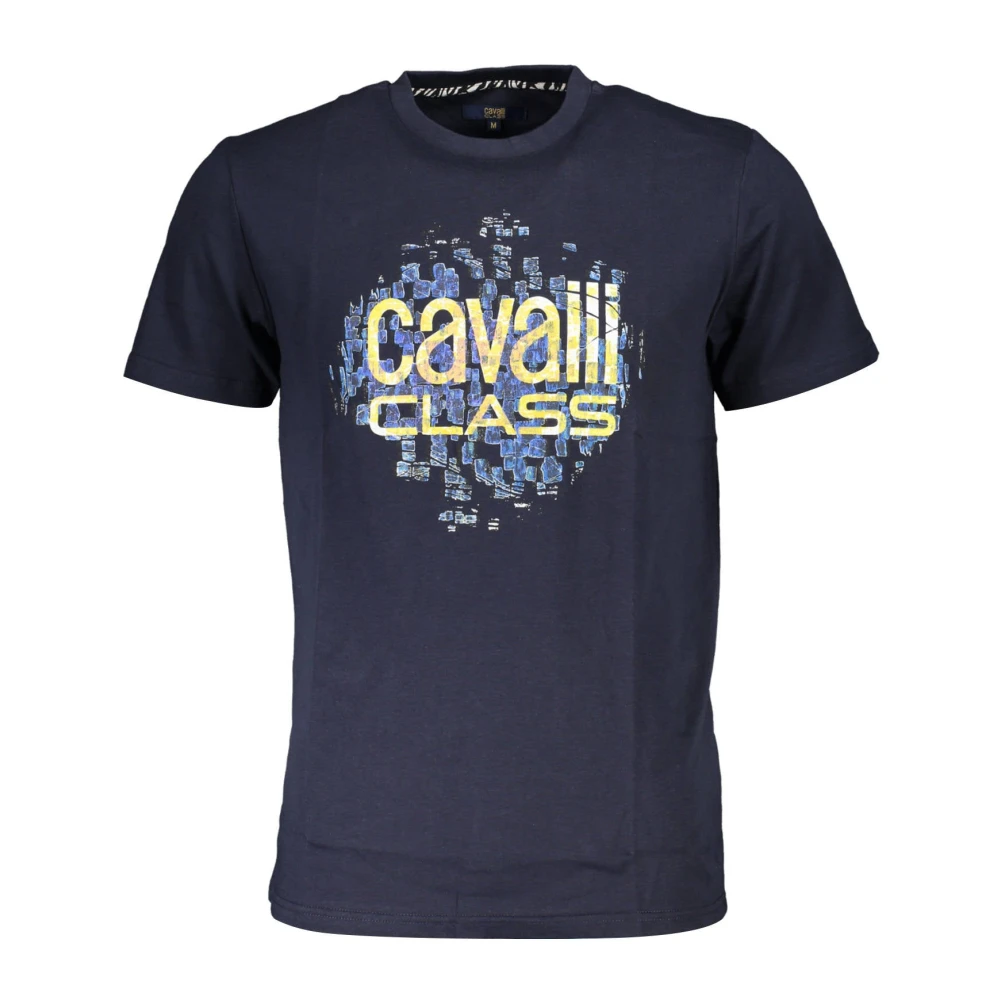 Cavalli Class Blauw T-shirt met korte mouwen en logo Blue Heren