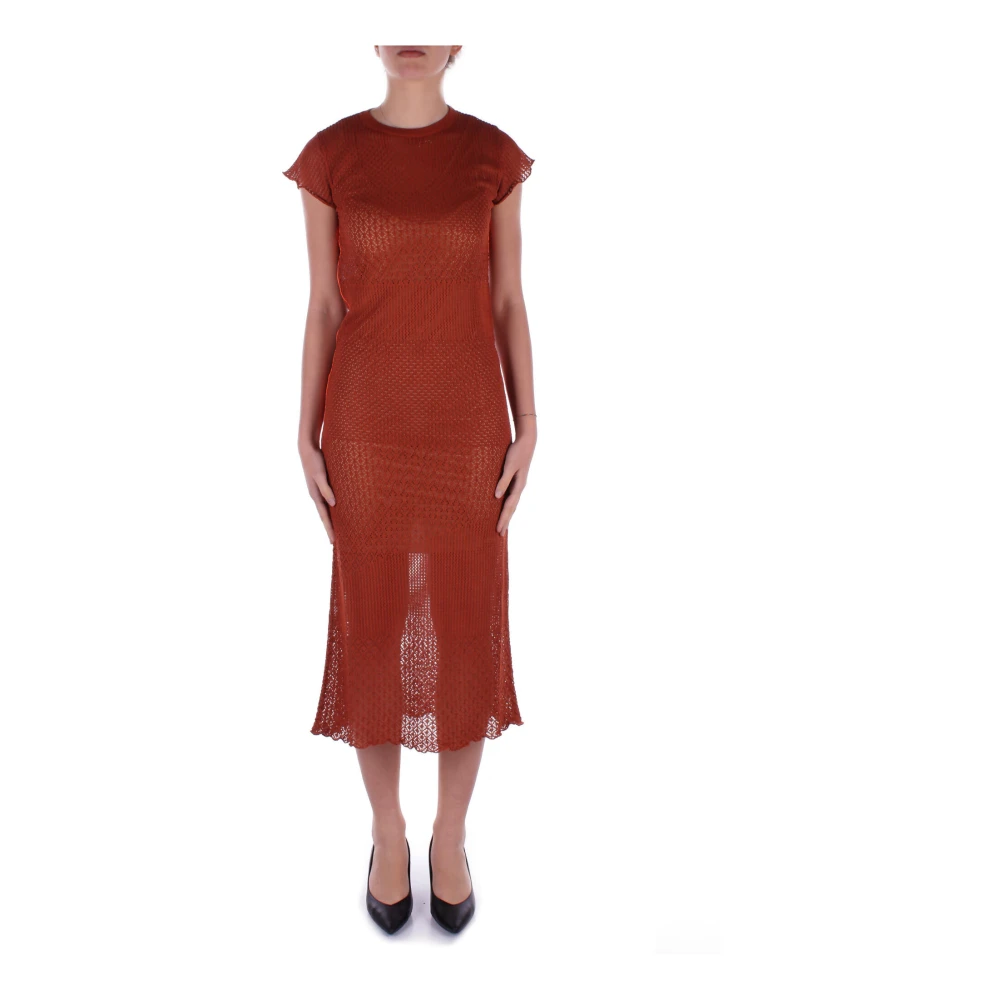 pinko Bruine Mesh Jurk Brown Dames
