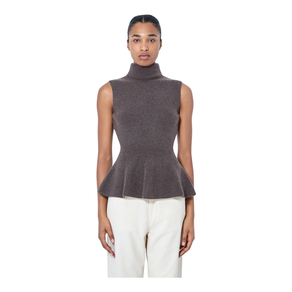 Róhe Sculptural Sleeveless Knitted Top - Female - Sleeveless Tops - Brown - S - Tops