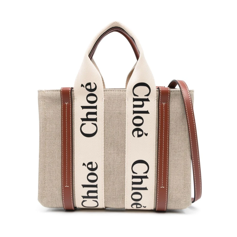 Chloé , Shopping Bags, Female, Beige, One Size, Woody Small Tote