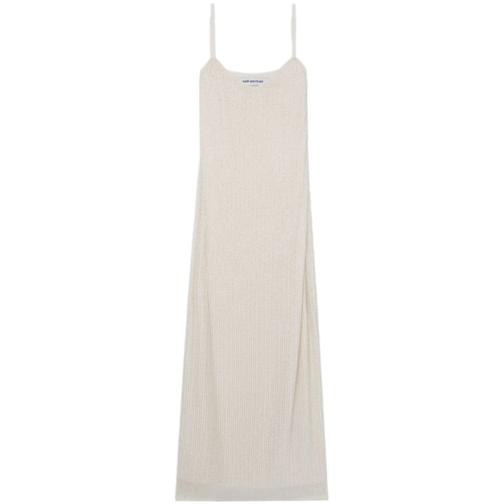 Self Portrait Strass-Versierde Mouwloze Maxi Jurk Beige Dames