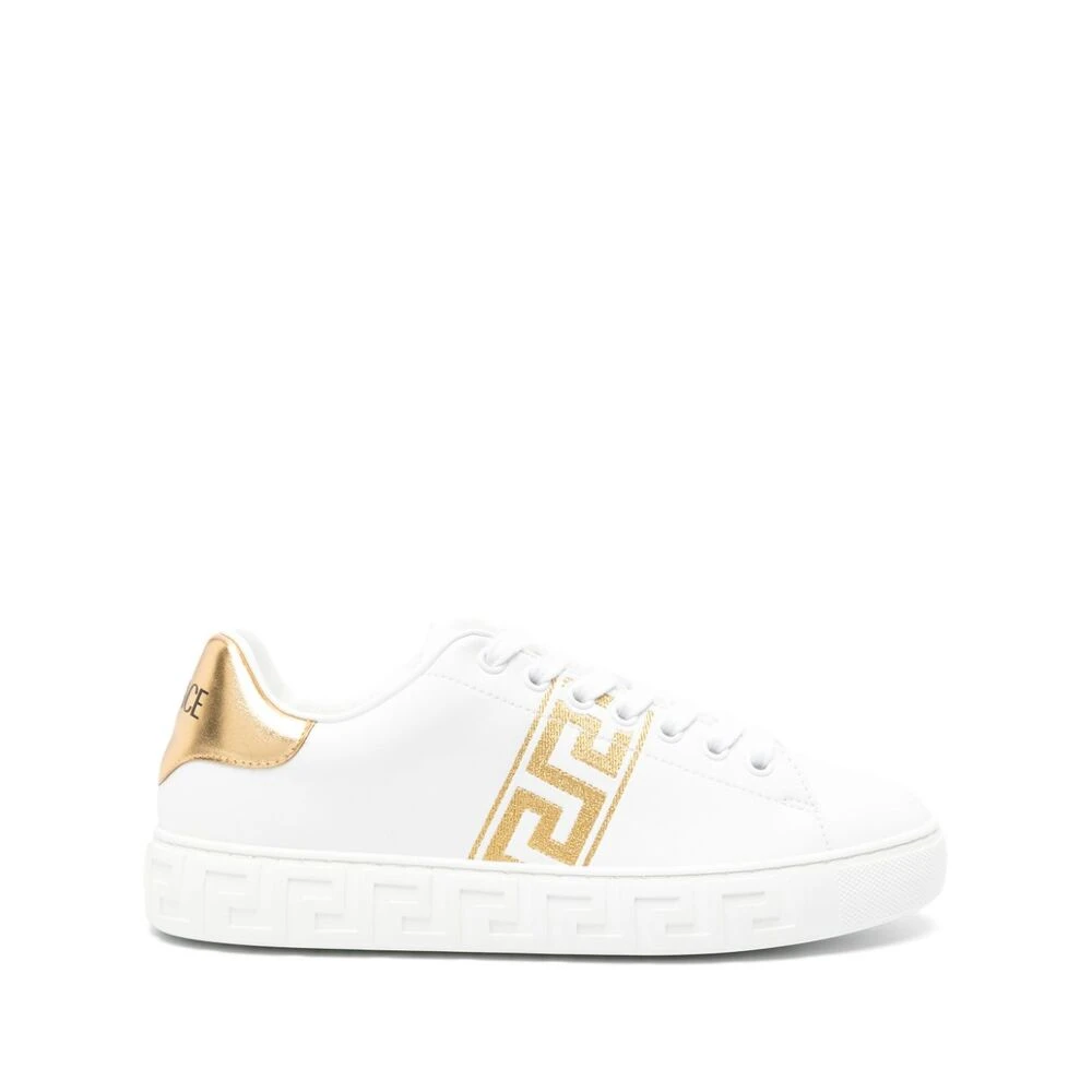 Versace Ivory Sneakers Greca Geborduurd Dames Schoenen Wit