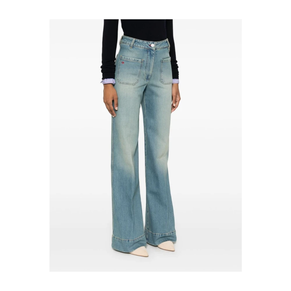 Victoria Beckham Blauwe Jeans Damesmode Aw24 Blue Dames
