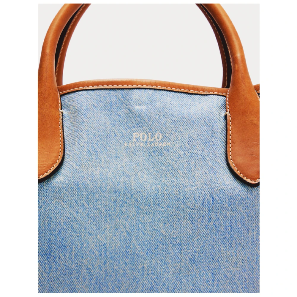 Polo Ralph Lauren Bellport Kleine Tote Tas in Licht Indigo Denim met Leren Rand Blue Dames