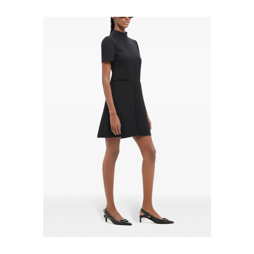 Courrèges Zwarte Twill A-Lijn Jurk Black Dames