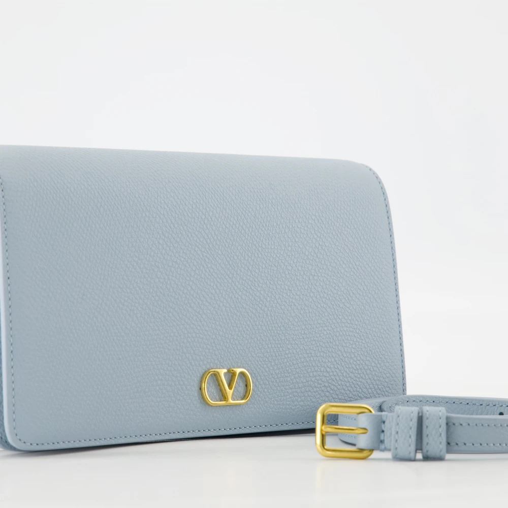 Valentino Garavani Blauwe Leren VLogo Clutch Lente-Zomer 2025 Blue Dames