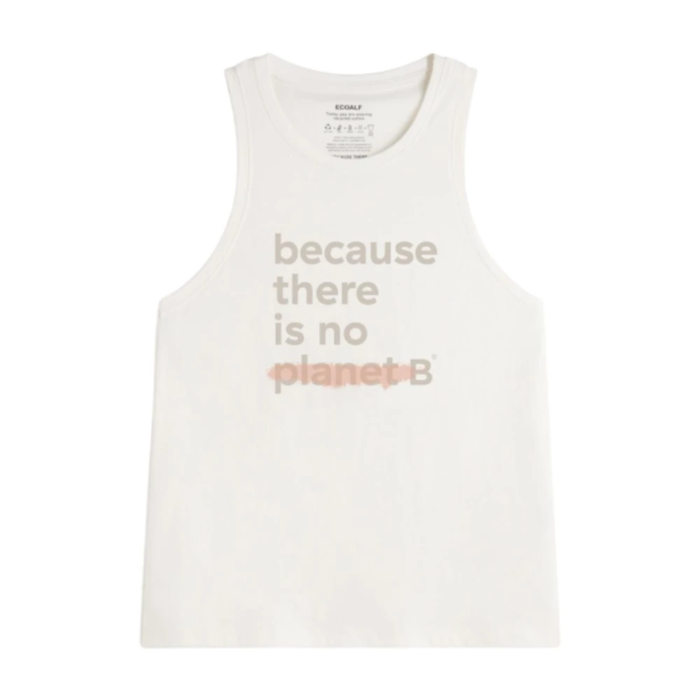 Ecoalf Women's White Sleeveless Tops, S, Sleeveless Underlinedalf T-Shirt