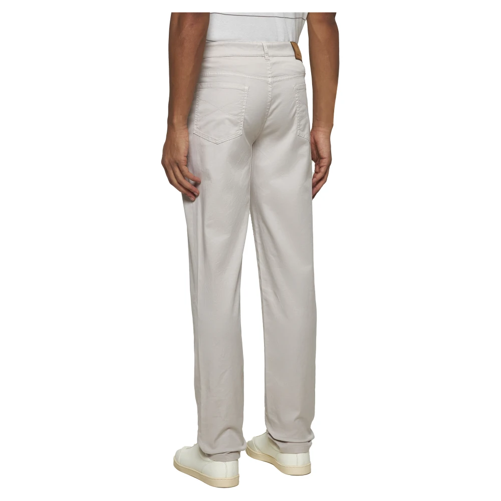 BRUNELLO CUCINELLI Italiaanse pasvorm beige katoenen gabardine broek Gray Heren