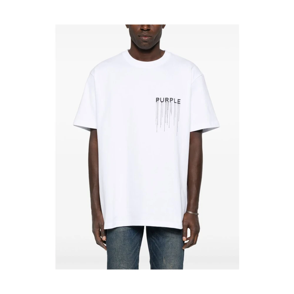 Purple Brand Witte Crew Neck T-shirt Korte Mouwen White Heren