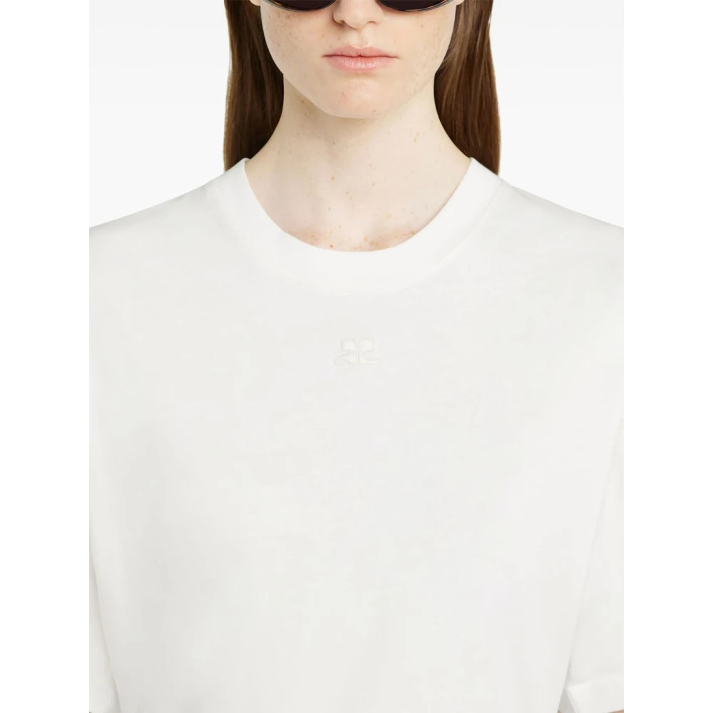 Courrèges Witte Crew Neck T-shirts en Polos White Dames