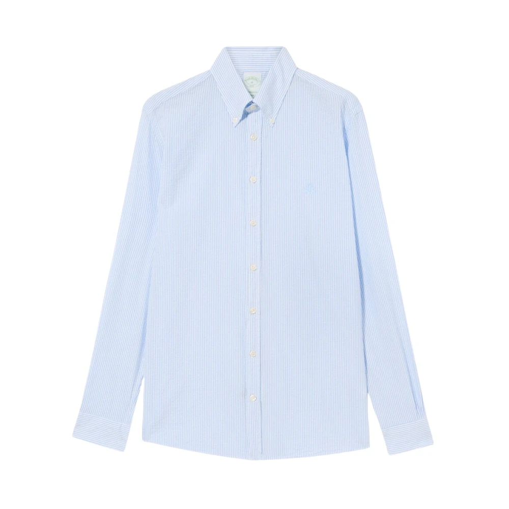 Brooks Brothers Slim Fit Gestreept Seersucker Overhemd met knoopsluiting Blue Heren