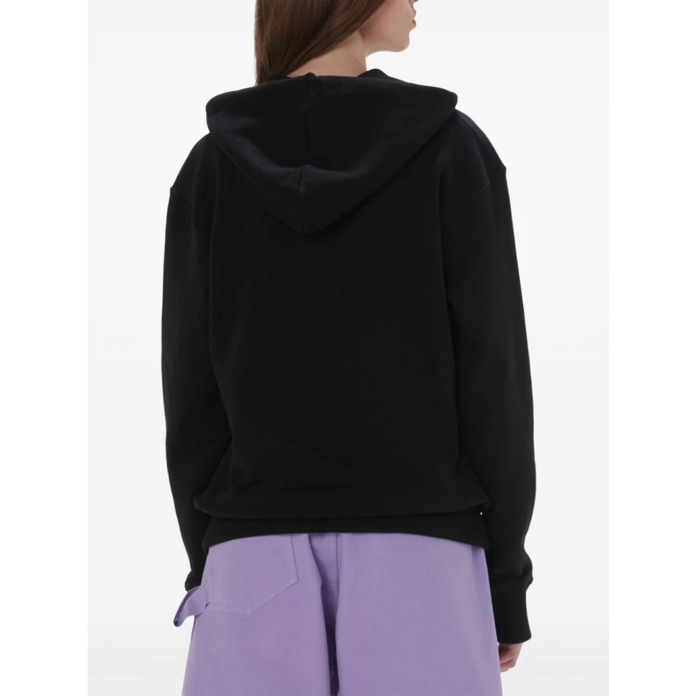 JW Anderson Zwarte Geborduurde Logo Hoodie Trui Black Dames