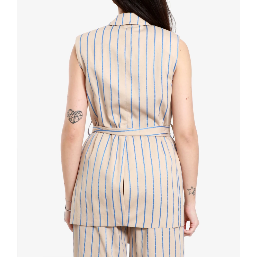 Kaos Mouwloze katoenen jas met kraag Multicolor Dames