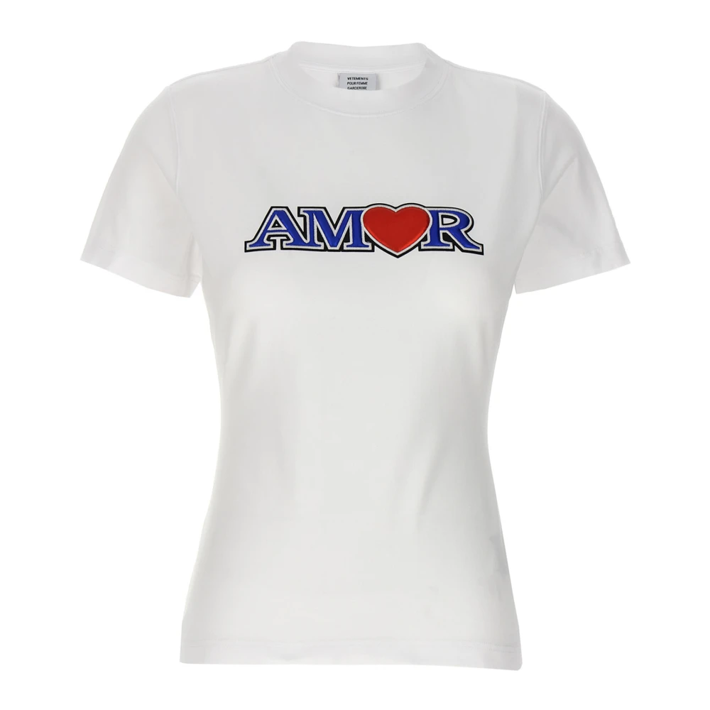 Vetements Women's White T-Shirts, L, Amor T-Shirt