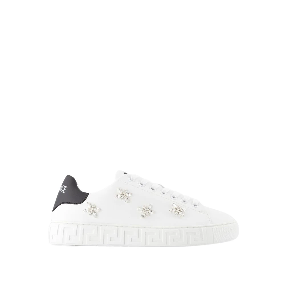Versace White Sneakers, Female, 8 Uk, Canvas Trainers - La Greca
