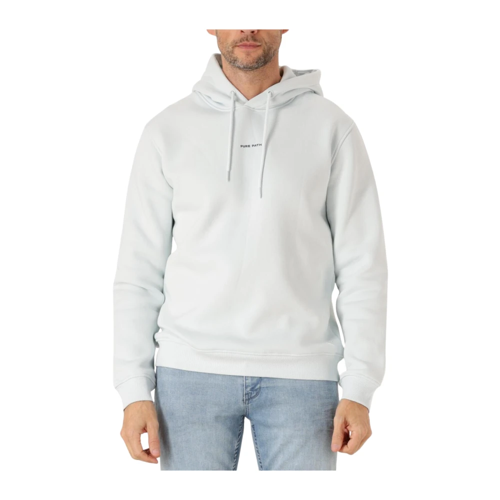 Pure Path Blauwe Hoodie Sweater voor Mannen White Heren