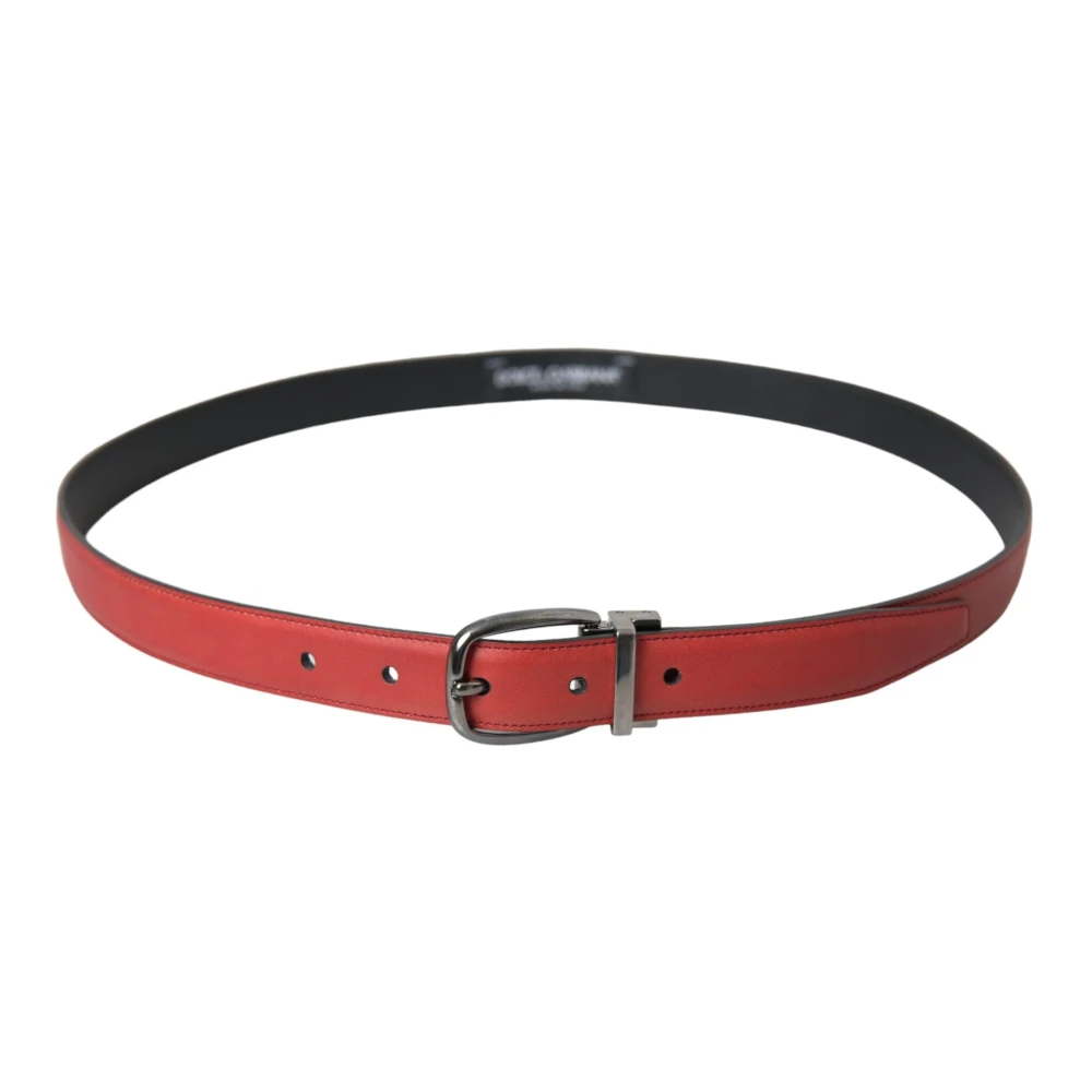 Dolce & Gabbana Rode Metalen Gesp Riem Red Heren