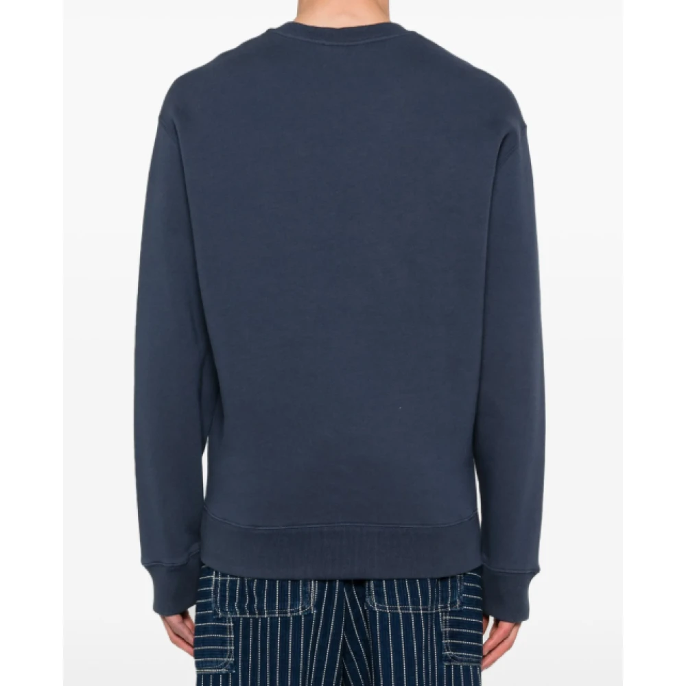 Maison Kitsuné Blauwe Fox Logo Crewneck Sweatshirt Blue Heren