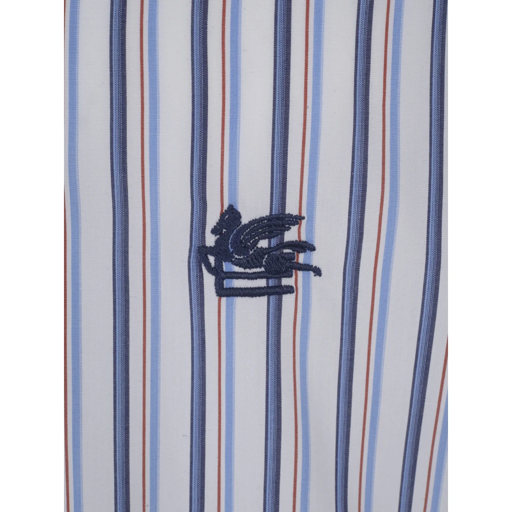 ETRO Roma Logo Overhemd Blue Heren
