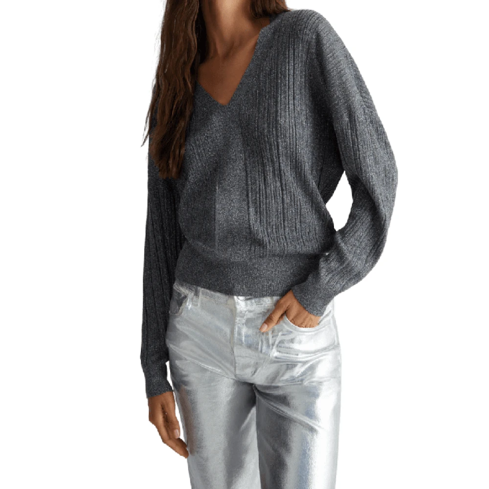 Liu Jo Geribbelde Silver Lux Trui Gray Dames