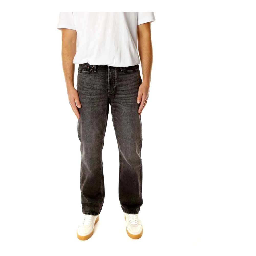 Denham Zwarte relaxed fit jeans met middelhoge taille Gray Heren