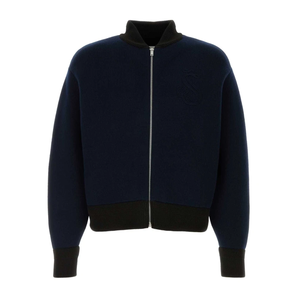Jil Sander Men's Blue Wool Blend Cardigan - Cardigans - M - Knitwear