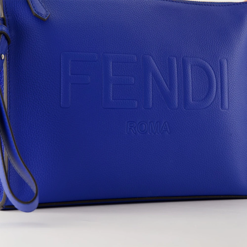 Fendi Blauwe Leren Clutch Herfst-Winter 2024 Blue Heren
