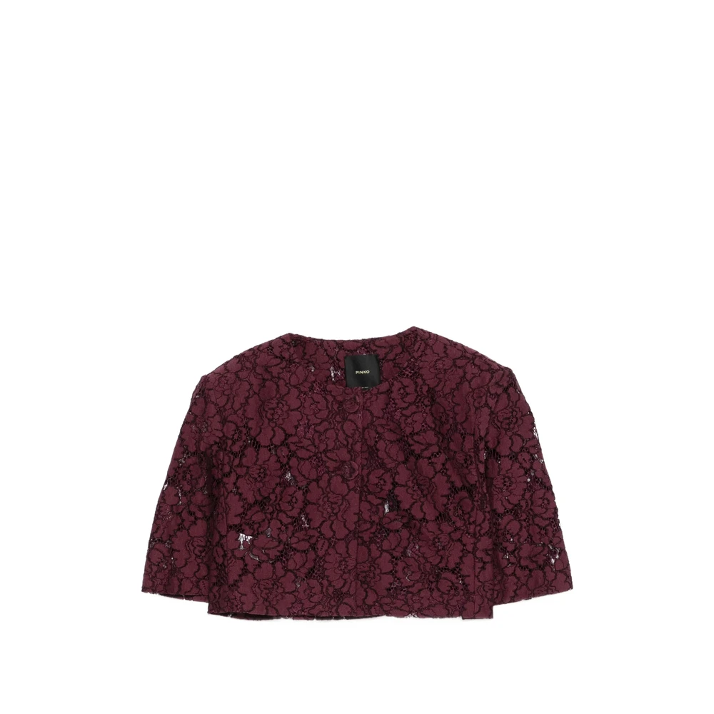 Pinko Women's Red Cropped Lace Jacket - Blouses - Xl - Blouses & Shirts