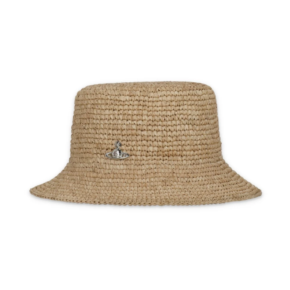 Vivienne Westwood Women's Beige Orb Raffia Bucket Hat - Accessories - M - Accessories