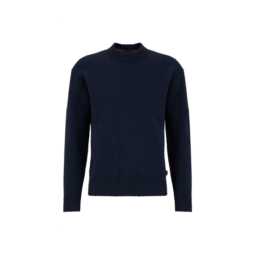 Hugo Boss Relaxed-Fit pullover van wolmix met logoborduursel Blue Heren