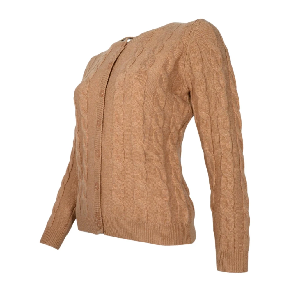 Cashmere Company Beige Cashmere Cardigan Treccia Donna Beige Dames