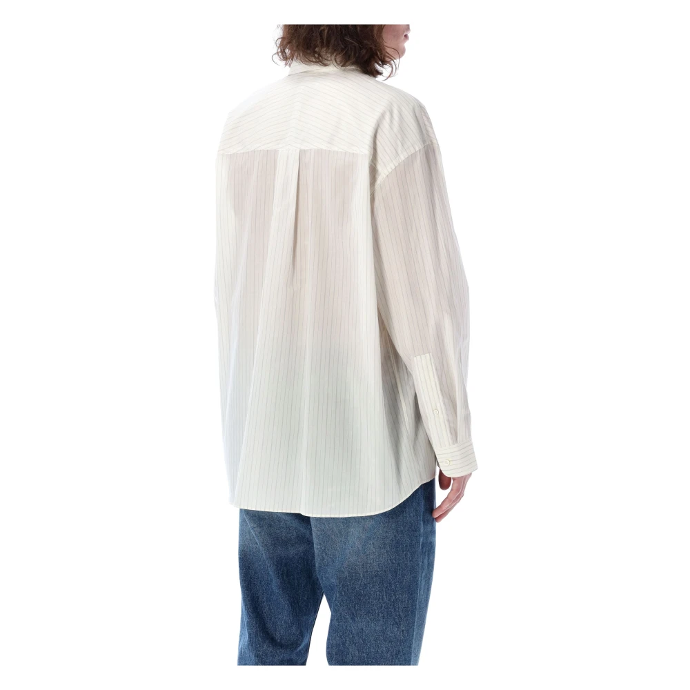 Studio Nicholson Pinstripes Shirt Ecrublack Ss25 White Heren