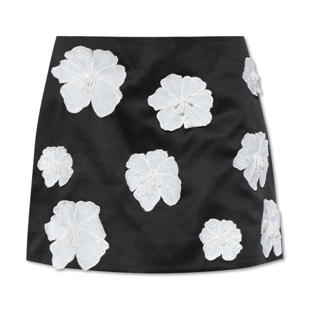 Rotate Birger Christensen Rok met Bloemmotief Applicaties Black Dames