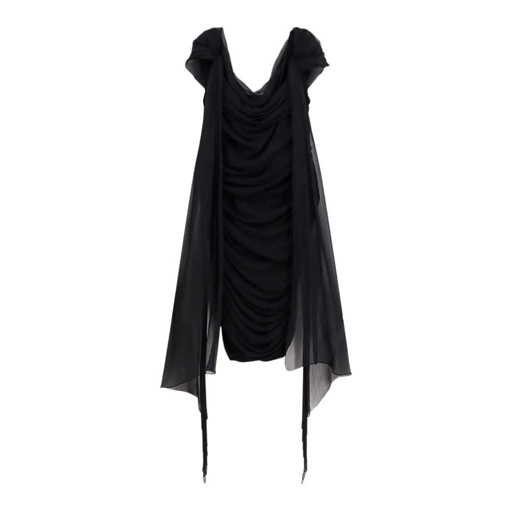 Givenchy Gedrapeerde Mouwloze Jurk van Stretch Viscose Black Dames