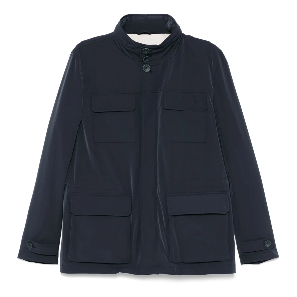 Herno Polyester Rits Voorkant Shirtjas Blue Heren