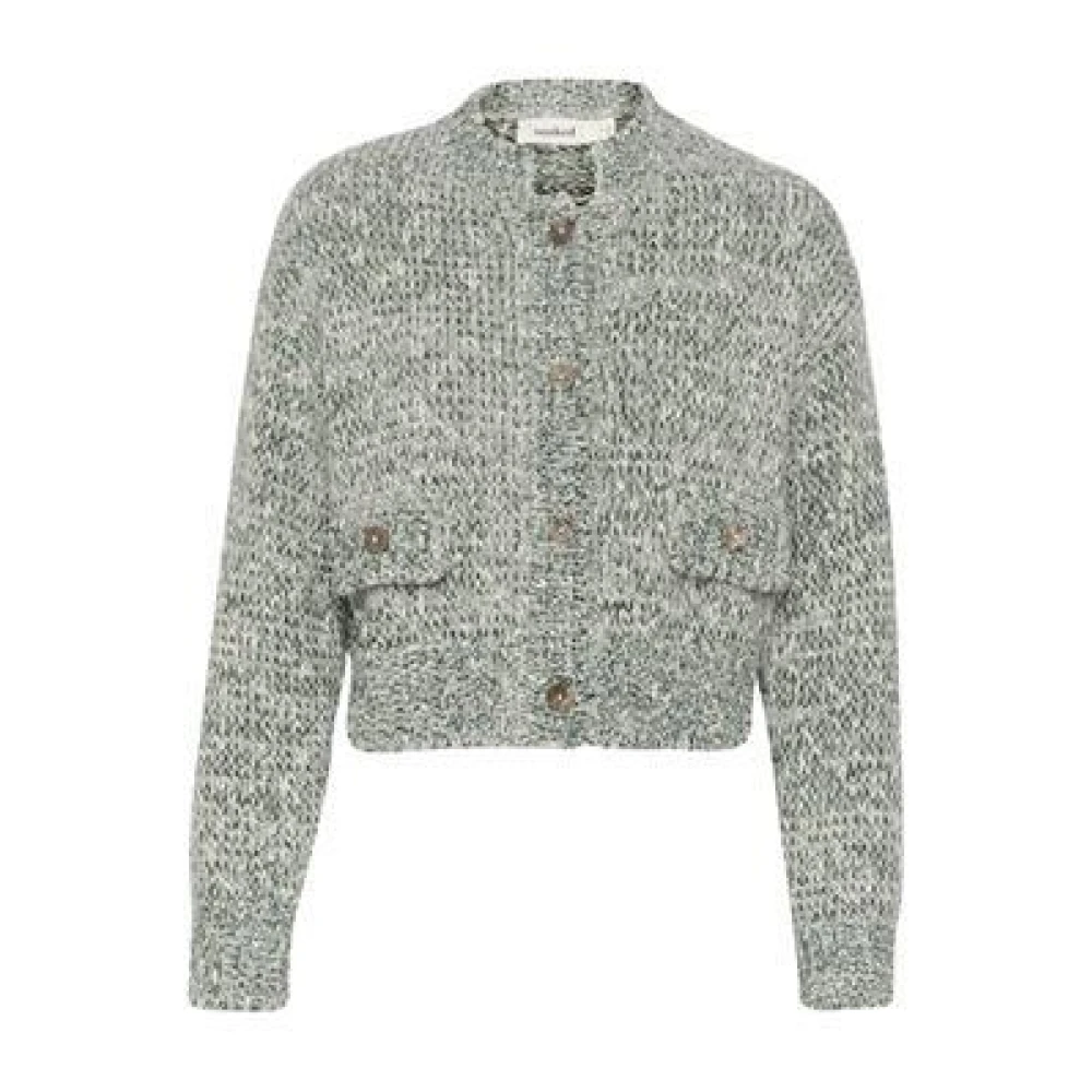 Soaked in Luxury Hoge Taille Lange Mouw Gebreid Vest Green Dames
