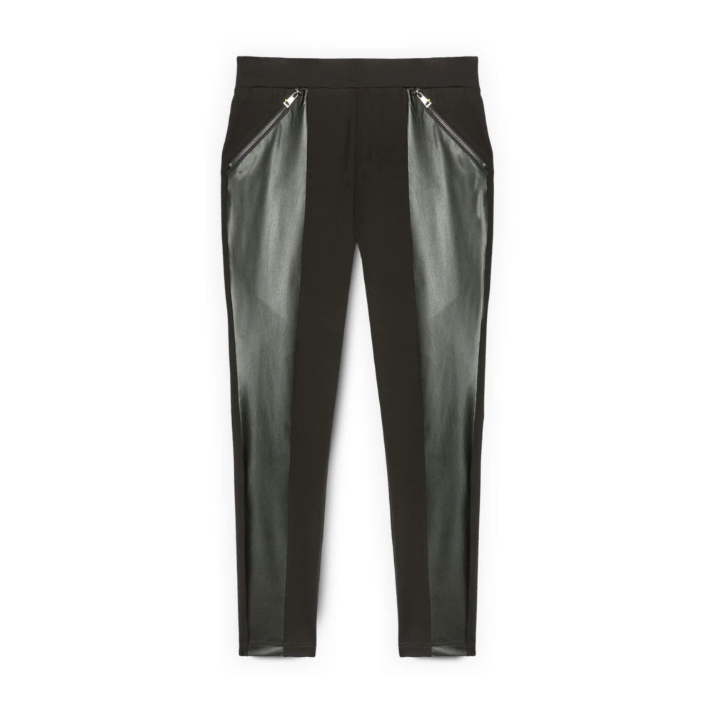 Fiorella Rubino Vrouw Zwart Broeken Dames, Xs, Polyester, Leggings In Milano Stitch En Gecoate Stof