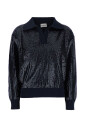 blue-sequin-polo-collar-sweater-woman
