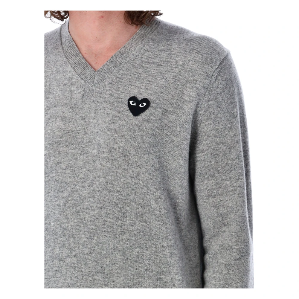 Comme des Garçons Lichtgrijs Wol V-hals Gebreid Gray Heren