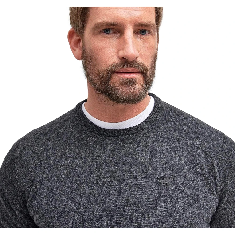 Barbour Essentiële Wol Ronde Hals Trui Houtskool Gray Heren