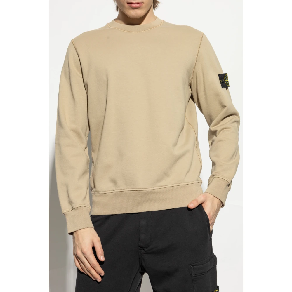 Stone Island Beige Sweatshirt met Afneembaar Logo Beige Heren